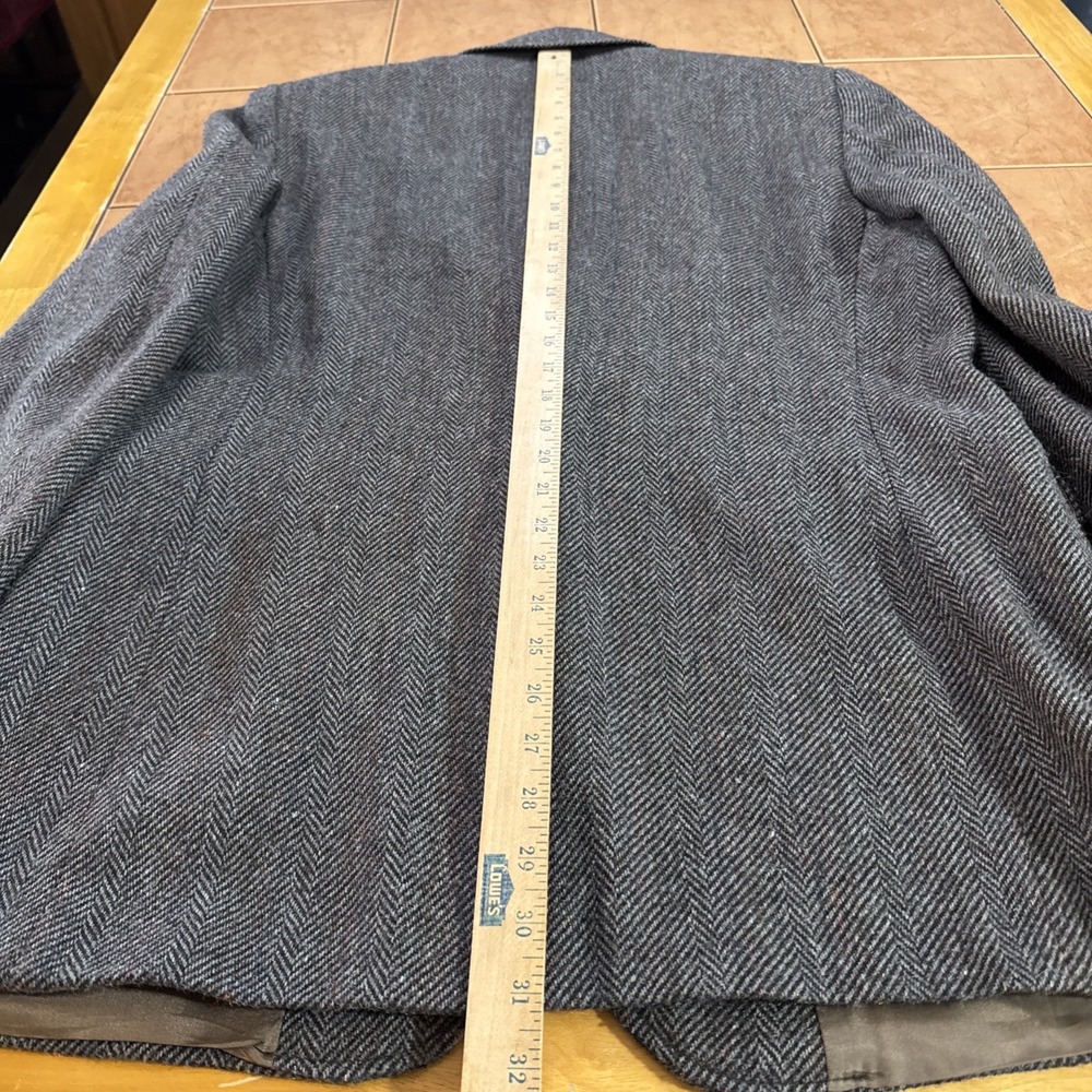 VTG Haggar Mens Gray Donegal Herringbone Tweed Wool Sport Coat Blazer Jacket 42L - Picture 12 of 12